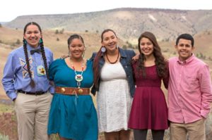 Gavin Begay, Alawiikt Keeyana Yellowman, Ashley Meanus, Malia Collins, and Mitchell! Lira are starting a Warm Springs Youth Councl as part of their Gen-I Challenge. Photo: Alyssa Macy/Spilyay Tymoo.