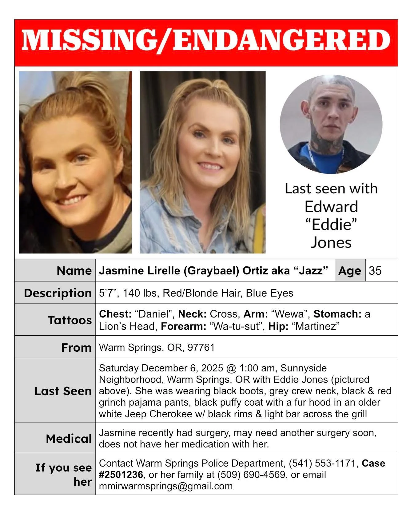 MISSING – Jasmine Graybael Ortiz